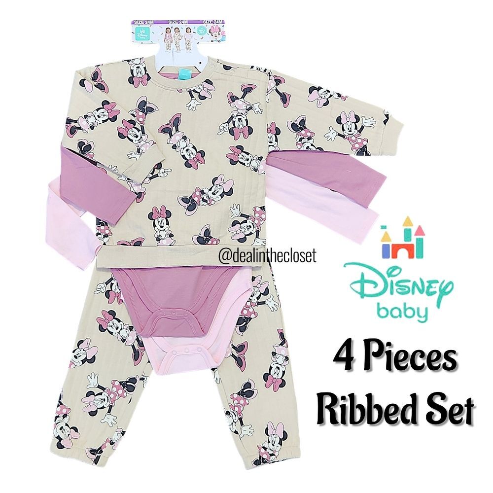Disney Baby Minnie Mouse 4-Piece Bodysuits Long Sleeve Top Pant Set Kid 24 Month - Picture 1 of 12